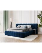 Lit avec coffre de rangement Bali Velours bleu roi - 200x200 cm
