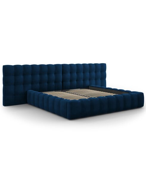 Lit avec coffre de rangement Bali Velours bleu roi - 200x200 cm