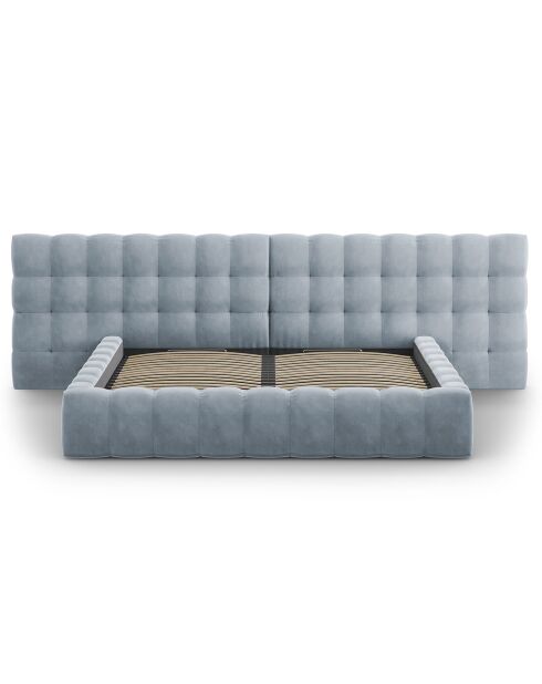 Lit avec coffre de rangement Bali Velours bleu clair - 200x200 cm
