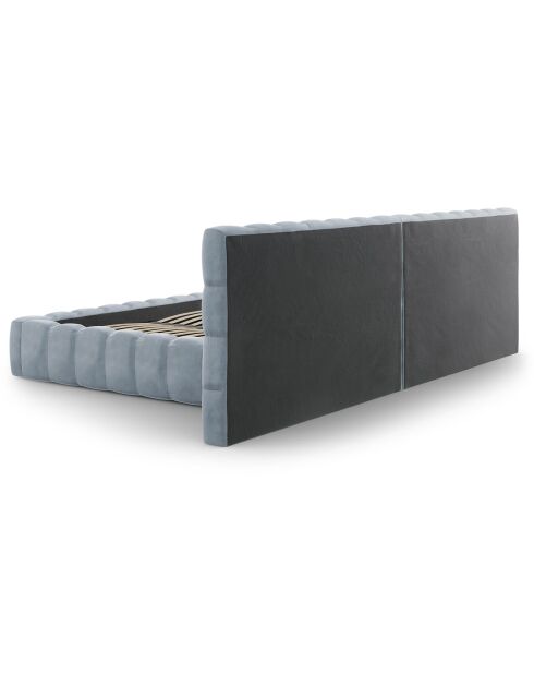 Lit avec coffre de rangement Bali Velours bleu clair - 200x200 cm