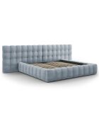 Lit avec coffre de rangement Bali Velours bleu clair - 200x200 cm
