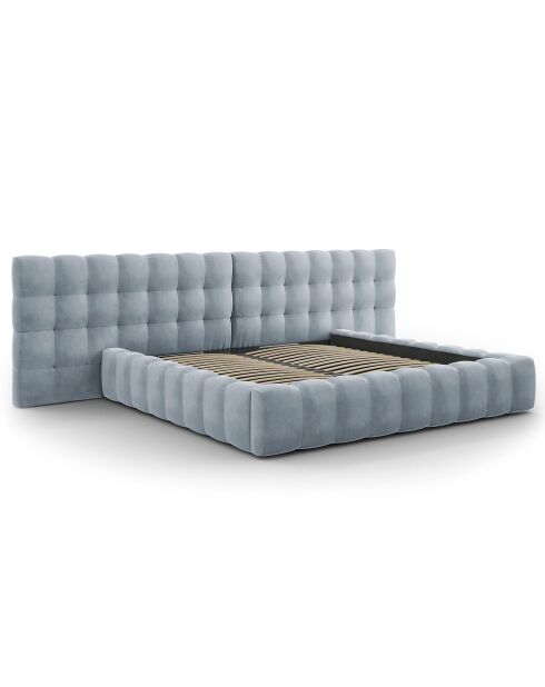 Lit avec coffre de rangement Bali Velours bleu clair - 200x200 cm