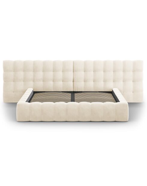 Lit avec coffre de rangement Bali Velours beige clair - 200x200 cm