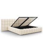 Lit avec coffre de rangement Bali Velours beige clair - 200x200 cm