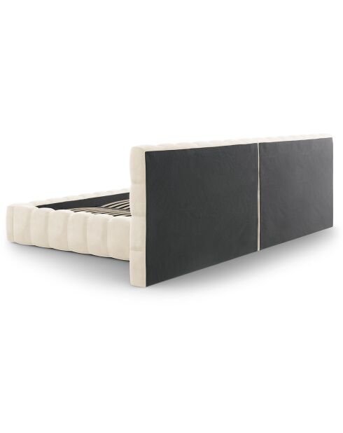 Lit avec coffre de rangement Bali Velours beige clair - 200x200 cm