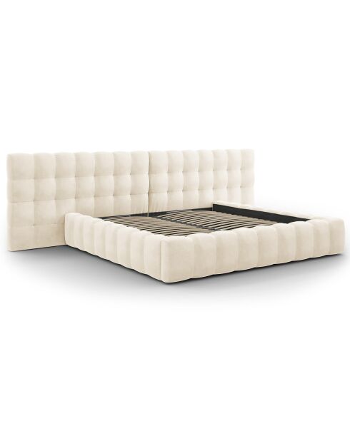 Lit avec coffre de rangement Bali Velours beige clair - 200x200 cm