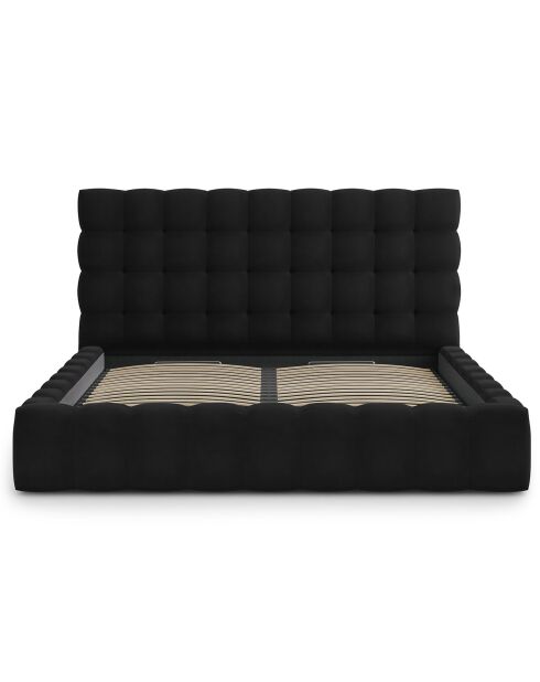 Lit avec coffre de rangement Bali Velours noir - 200x200 cm