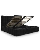 Lit avec coffre de rangement Bali Velours noir - 200x200 cm