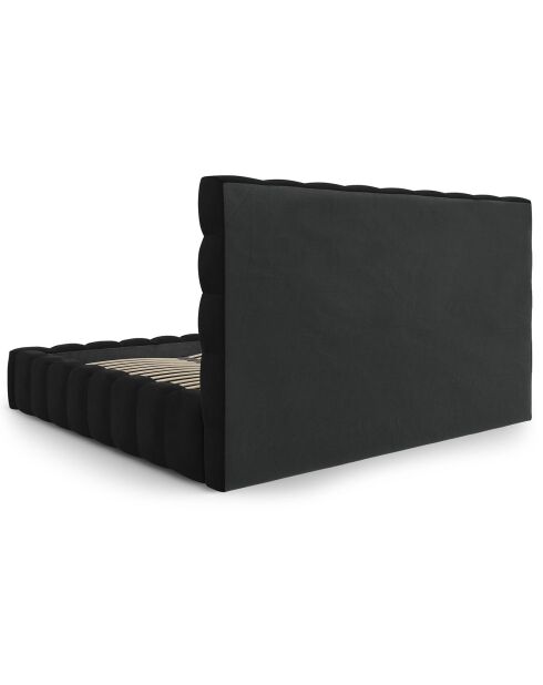 Lit avec coffre de rangement Bali Velours noir - 200x200 cm