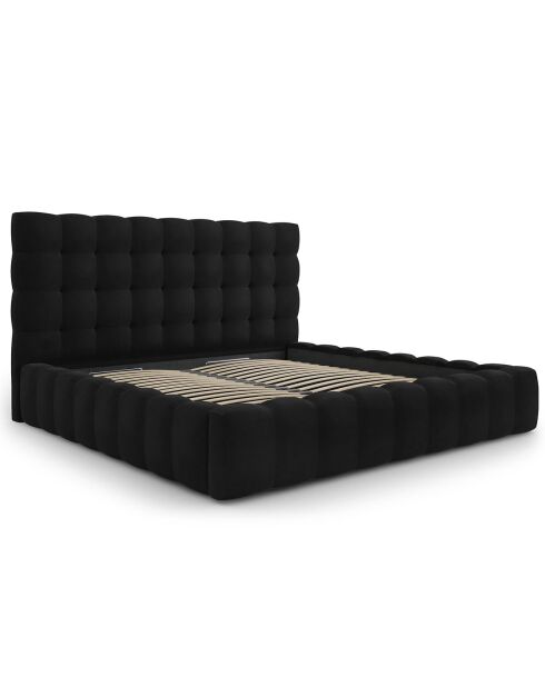 Lit avec coffre de rangement Bali Velours noir - 200x200 cm