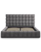Lit avec coffre de rangement Bali Velours gris - 200x200 cm