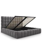 Lit avec coffre de rangement Bali Velours gris - 200x200 cm