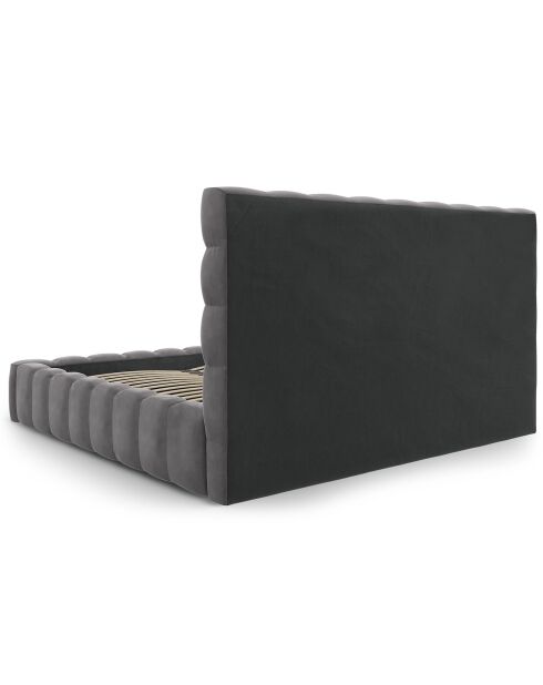 Lit avec coffre de rangement Bali Velours gris - 200x200 cm