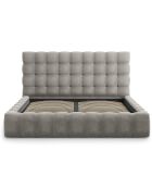 Lit avec coffre de rangement Bali Velours gris clair - 200x200 cm