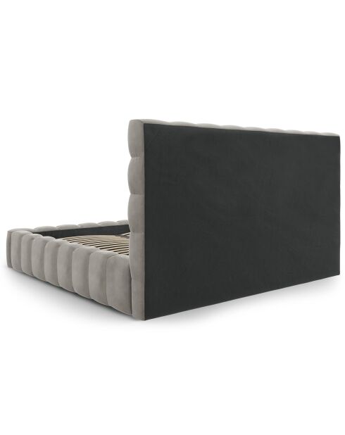 Lit avec coffre de rangement Bali Velours gris clair - 200x200 cm