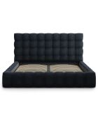 Lit avec coffre de rangement Bali Velours bleu foncé - 200x200 cm
