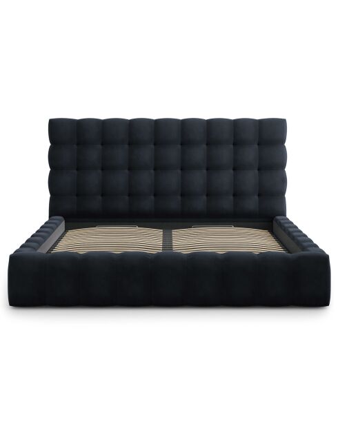 Lit avec coffre de rangement Bali Velours bleu foncé - 200x200 cm