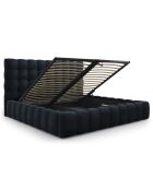 Lit avec coffre de rangement Bali Velours bleu foncé - 200x200 cm