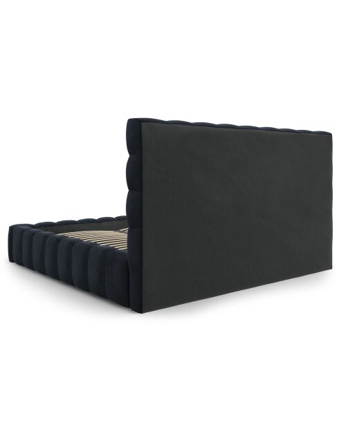 Lit avec coffre de rangement Bali Velours bleu foncé - 200x200 cm