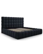 Lit avec coffre de rangement Bali Velours bleu foncé - 200x200 cm
