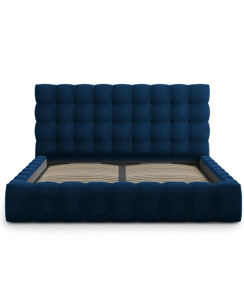 Lit avec coffre de rangement Bali Velours bleu roi - 200x200 cm