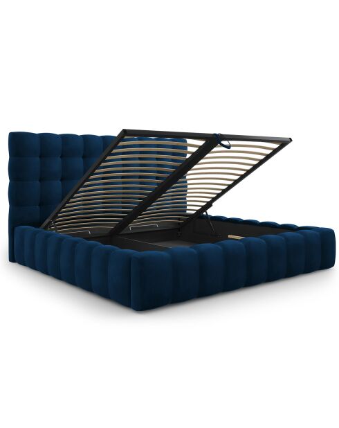 Lit avec coffre de rangement Bali Velours bleu roi - 200x200 cm
