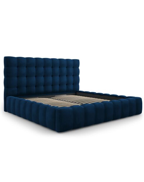 Lit avec coffre de rangement Bali Velours bleu roi - 200x200 cm