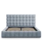 Lit avec coffre de rangement Bali Velours bleu clair - 200x200 cm