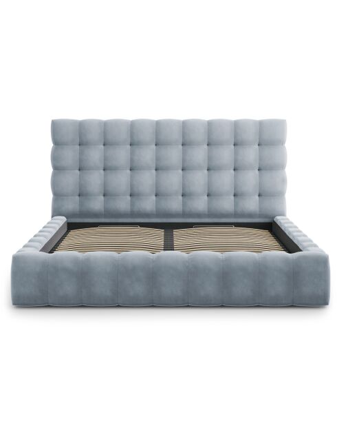 Lit avec coffre de rangement Bali Velours bleu clair - 200x200 cm