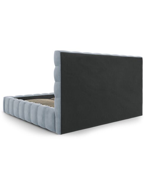 Lit avec coffre de rangement Bali Velours bleu clair - 200x200 cm