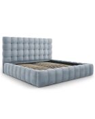 Lit avec coffre de rangement Bali Velours bleu clair - 200x200 cm