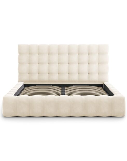 Lit avec coffre de rangement Bali Velours beige clair - 200x200 cm