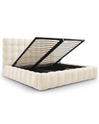 Lit avec coffre de rangement Bali Velours beige clair - 200x200 cm