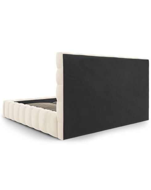 Lit avec coffre de rangement Bali Velours beige clair - 200x200 cm