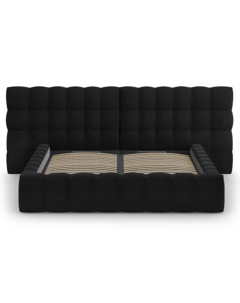 Lit avec coffre de rangement Bali Velours noir - 180x200 cm