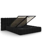 Lit avec coffre de rangement Bali Velours noir - 180x200 cm