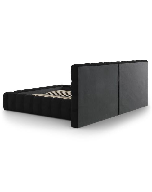 Lit avec coffre de rangement Bali Velours noir - 180x200 cm