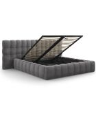 Lit avec coffre de rangement Bali Velours gris - 180x200 cm