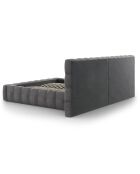 Lit avec coffre de rangement Bali Velours gris - 180x200 cm
