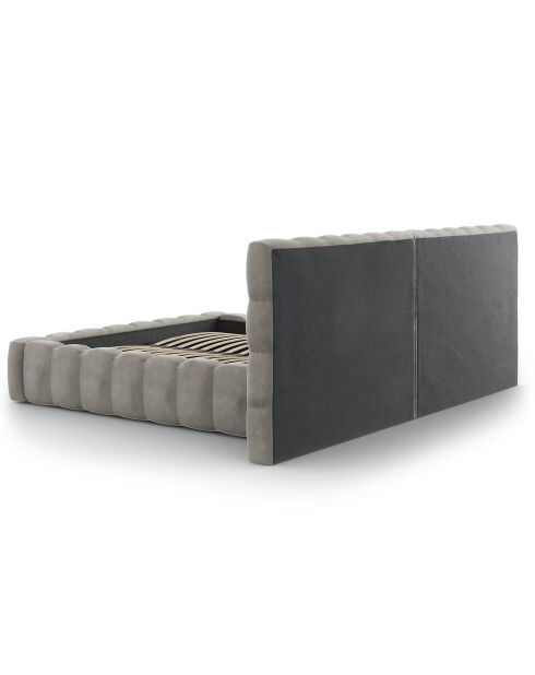 Lit avec coffre de rangement Bali Velours gris clair - 180x200 cm
