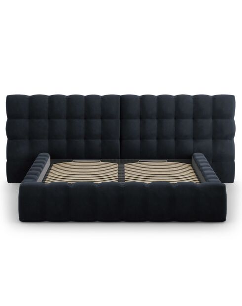 Lit avec coffre de rangement Bali Velours bleu foncé - 180x200 cm