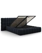 Lit avec coffre de rangement Bali Velours bleu foncé - 180x200 cm