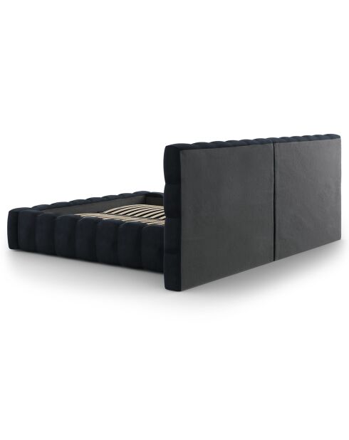 Lit avec coffre de rangement Bali Velours bleu foncé - 180x200 cm