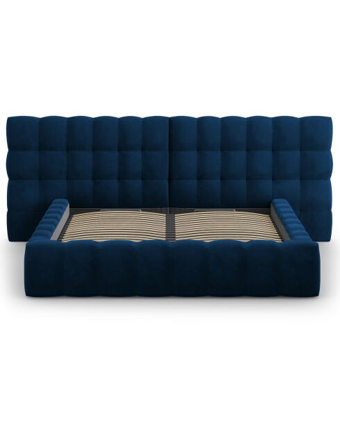 Lit avec coffre de rangement Bali Velours bleu roi - 180x200 cm