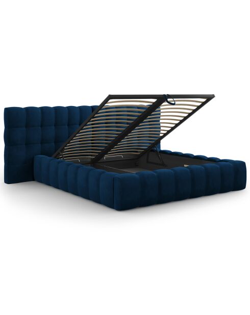 Lit avec coffre de rangement Bali Velours bleu roi - 180x200 cm