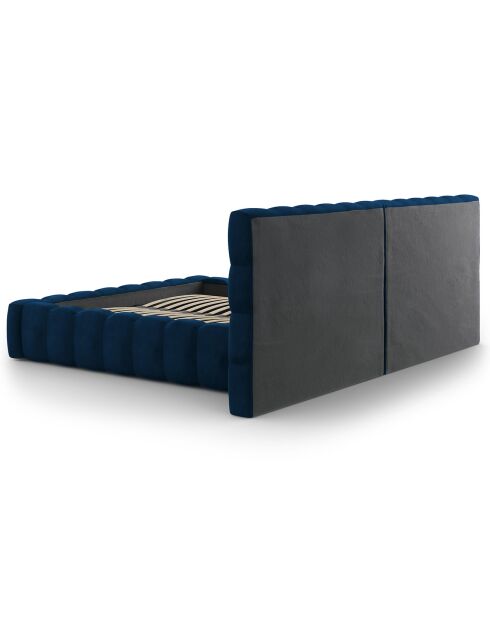 Lit avec coffre de rangement Bali Velours bleu roi - 180x200 cm