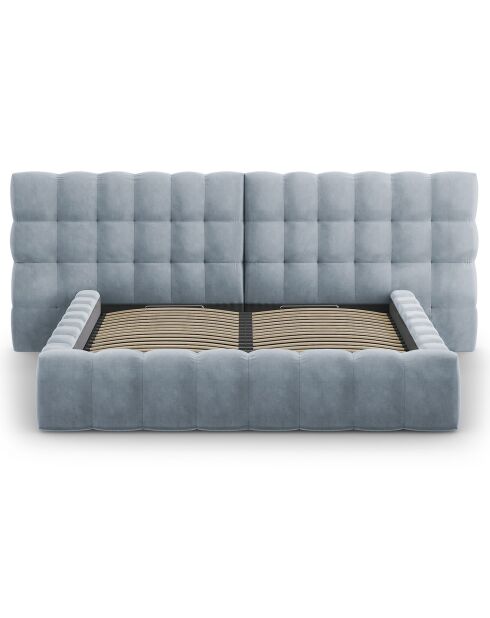 Lit avec coffre de rangement Bali Velours bleu clair - 180x200 cm