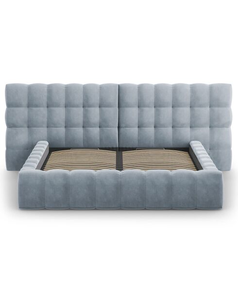 Lit avec coffre de rangement Bali Velours bleu clair - 180x200 cm