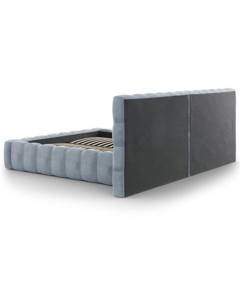 Lit avec coffre de rangement Bali Velours bleu clair - 180x200 cm
