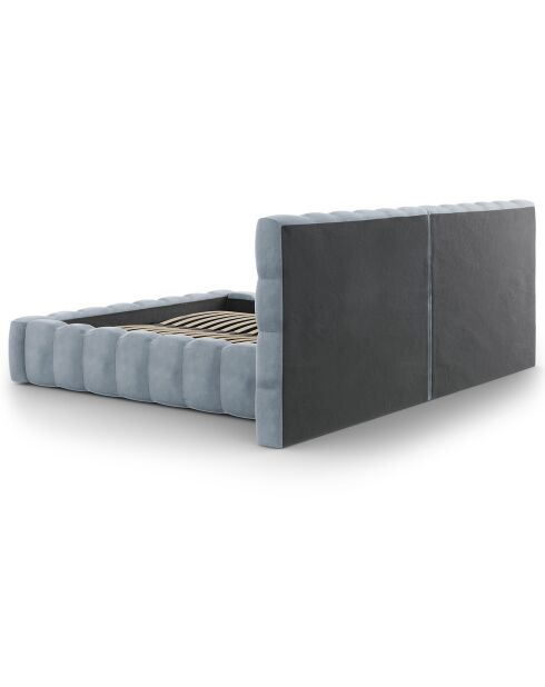 Lit avec coffre de rangement Bali Velours bleu clair - 180x200 cm